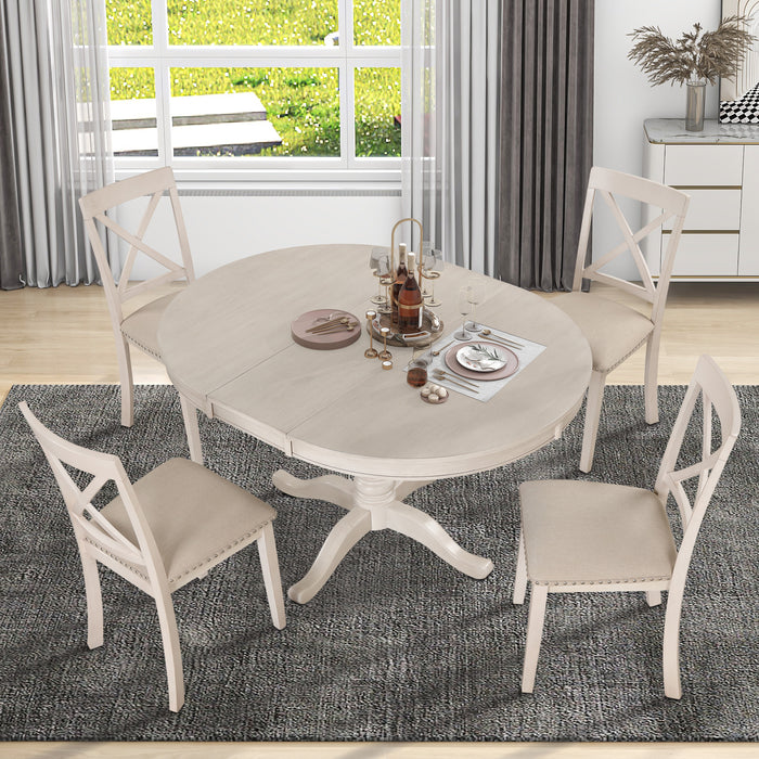 5 Piece Modern Dining Table Set - White