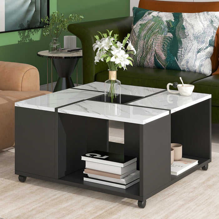 Modern 2-layer Coffee Table with Casters