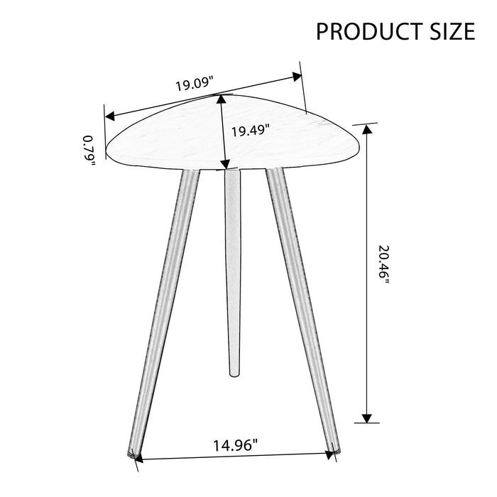 Modern Minimalism White Faux Marble End Table( MDF Tabletop + Metal Legs )