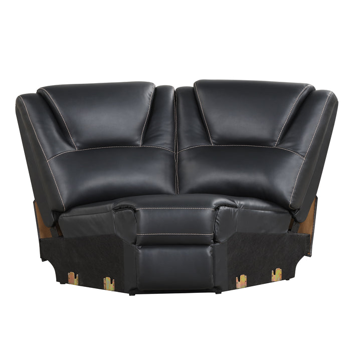 Modern Faux Leather Manual Reclining with Center Console & LED Light - Black