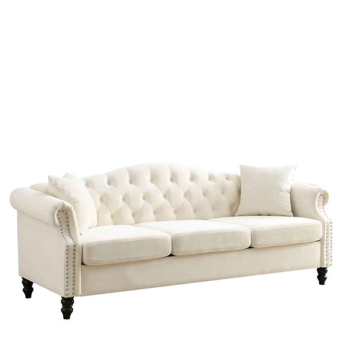 Chesterfield  Velvet Sofa - Beige