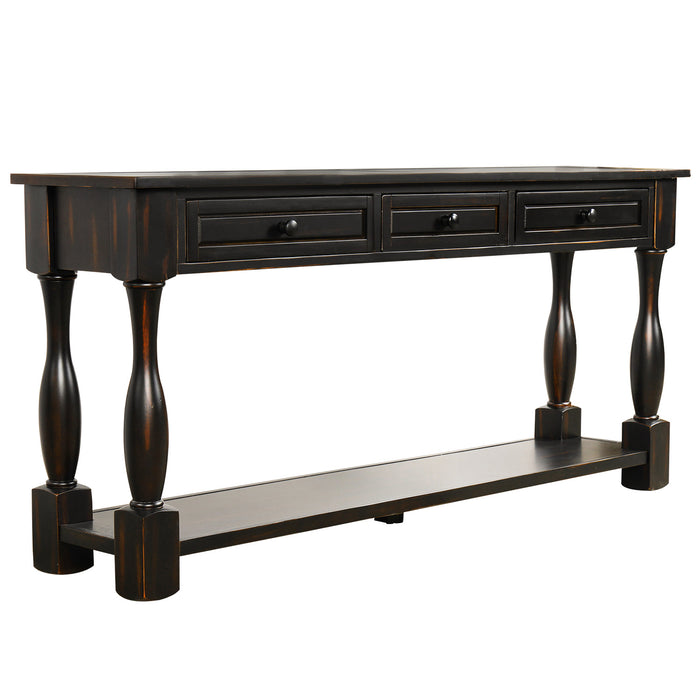 Console Table - Distressed Black