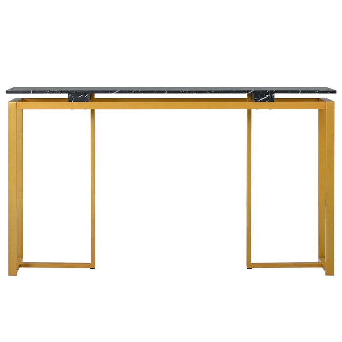 Modern Console Entryway Table for Entryway, Hallway, Living Room - Golden + Black