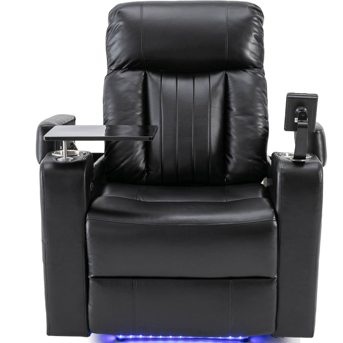 Premium Power Recliner with Storage Arms, Cupholders, Swivel Tray Table and Cell Phone Stand - Black