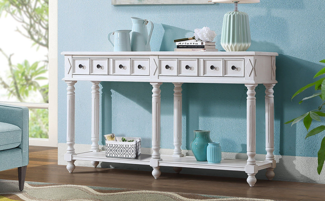 Retro Console Entryway Table - Antique White