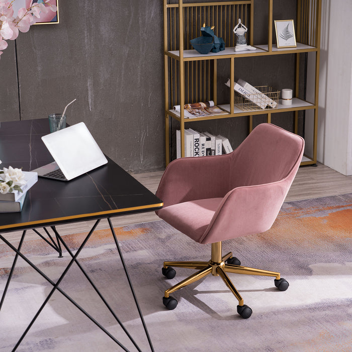 Modern Velvet Home Office Chair - Pink