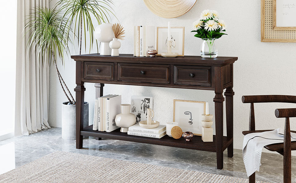 Classic Retro Style Console Table - Espresso