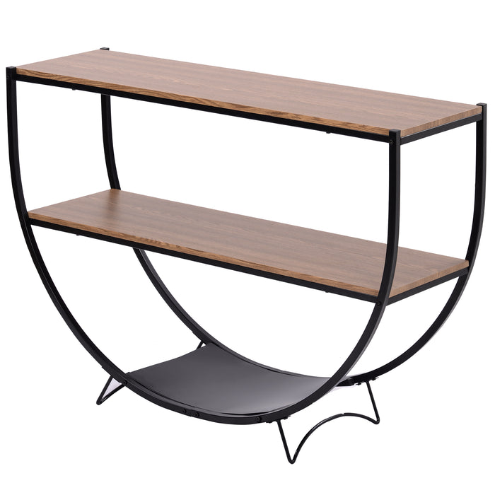 Rustic Industrial Design Demilune Shape Console Table - Brown