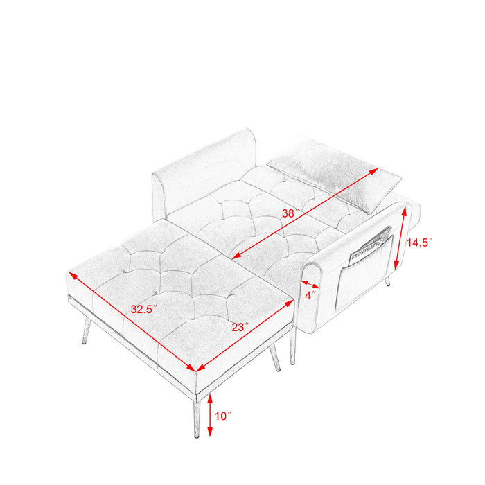 Recline Sofa Chair with Ottoman, - White (40.5”x33”x32”)