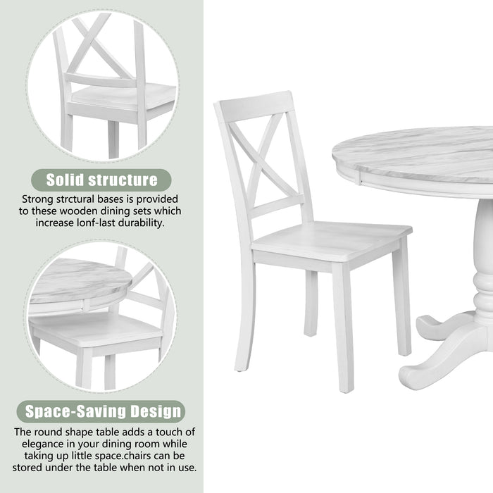 5 Pieces Dining Table and Chairs Set - White