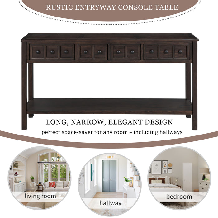 Rustic Entryway Console Table - Espresso