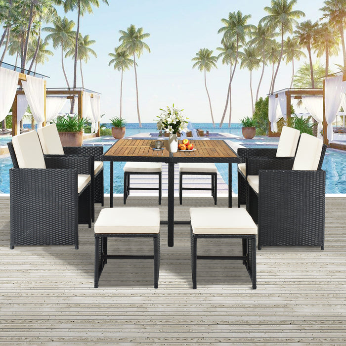 All-Weather PE Wicker Dining Table Set (9-Piece)