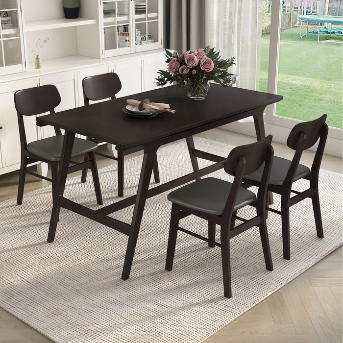 5-Piece Mid-Century Style Dining Table Set- (Wenge)