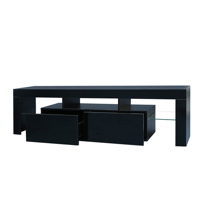 Modern Black TV Stand, w/Remote Control Lights