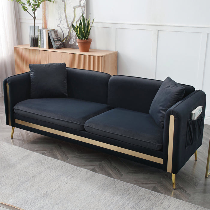 Modern Velvet Sofa - Black