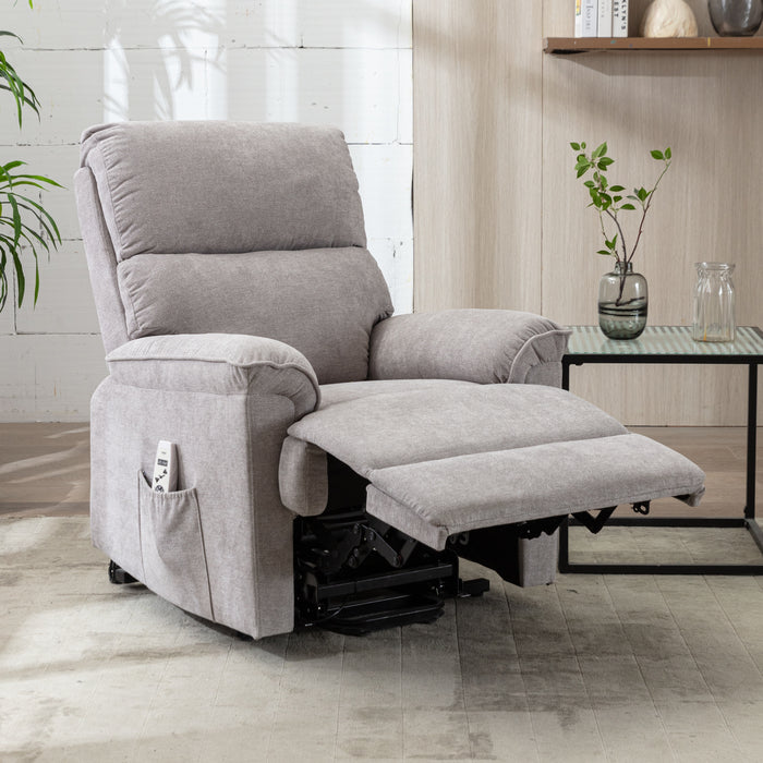 Deluxe Power Lift Recliner with Massage and Heat Function,Light Gray