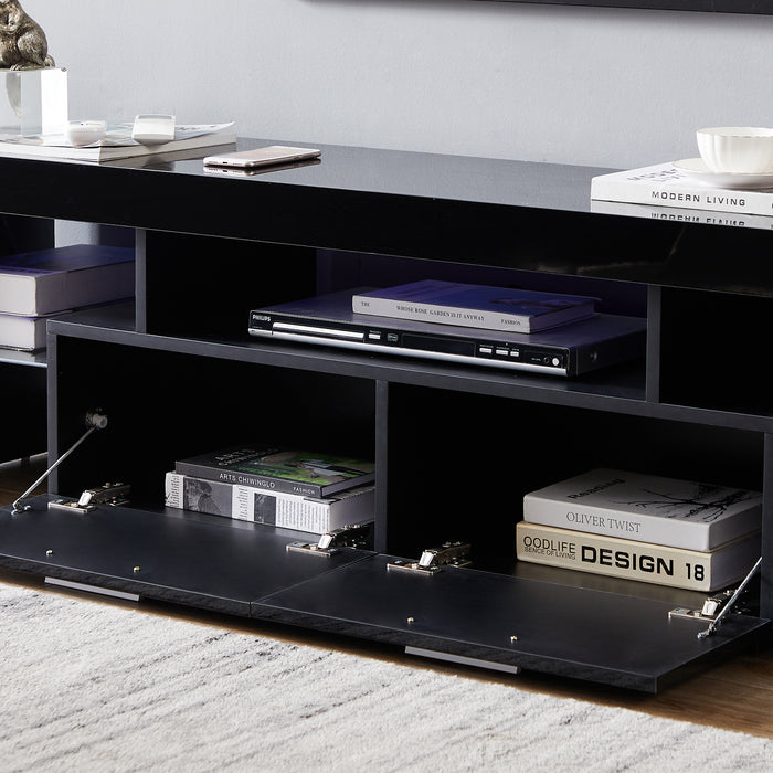 Black morden TV Stand with LED Lights - Black