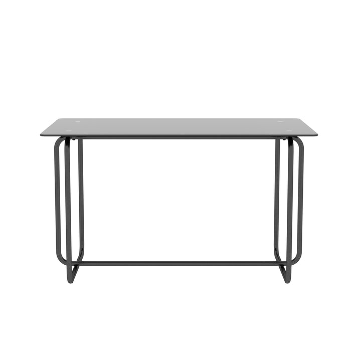 1-piece Rectangle Dining Table with Metal Frame, Tempered Glass , Black