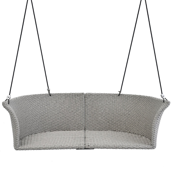 Porch Swing With Ropes - Gray Wicker And Cushion