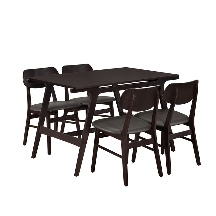 5-Piece Mid-Century Style Dining Table Set- (Wenge)