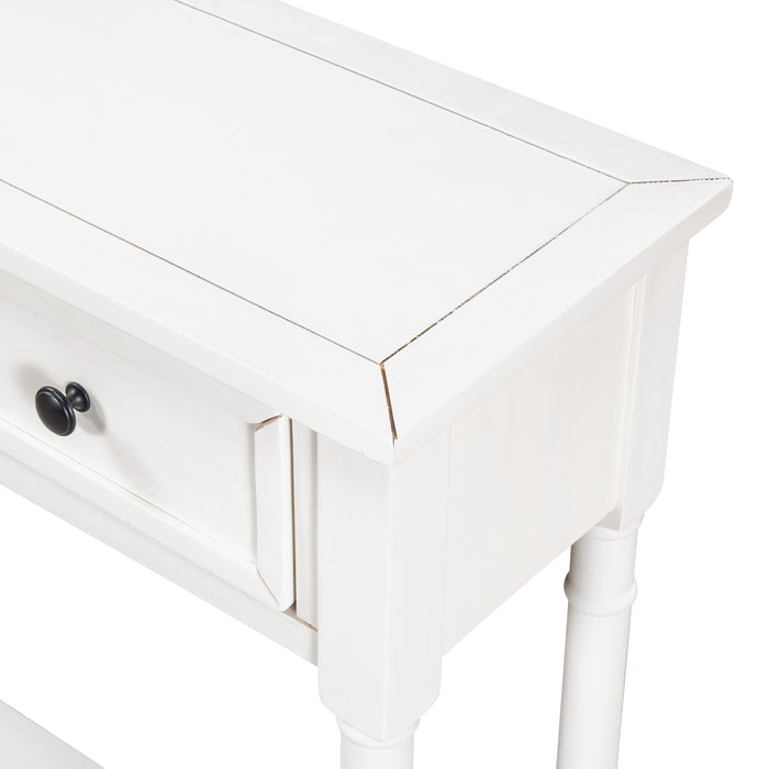 Console Table with Two Storage Drawers - Ivory White