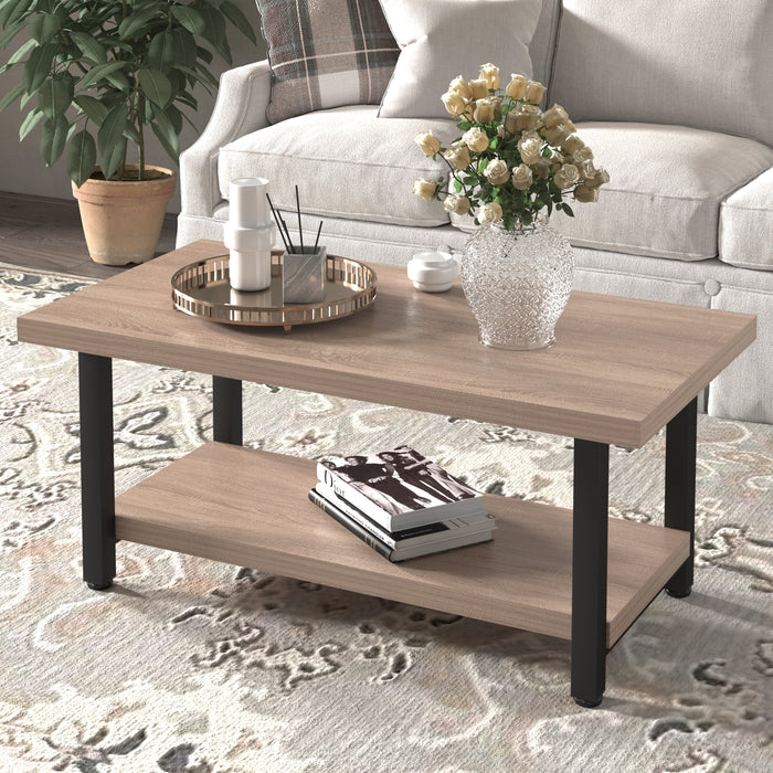 Stylish Coffee Table with a Unique Rustic Look - Light Brown