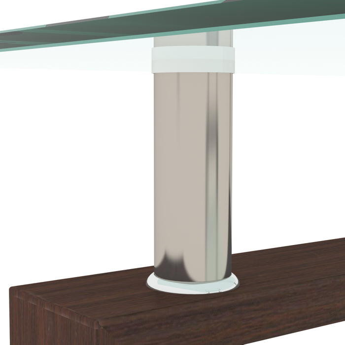 Rectangle Walnut Glass Coffee Table