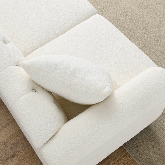 Chesterfield Fabric Sofa  - Teddy White