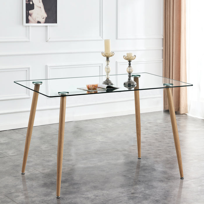 Modern Minimalist Rectangular Glass Dining Table