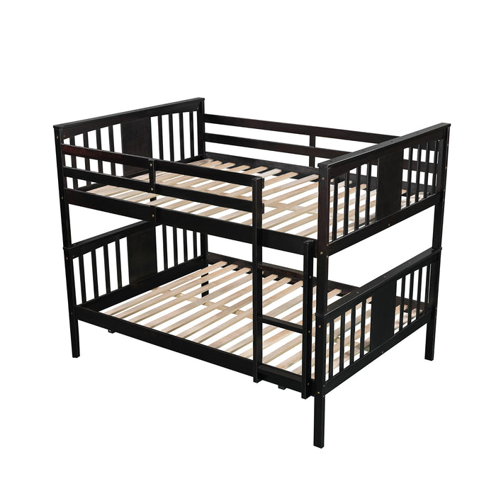 Full over Full Bunk Bed with Ladder  - Espresso