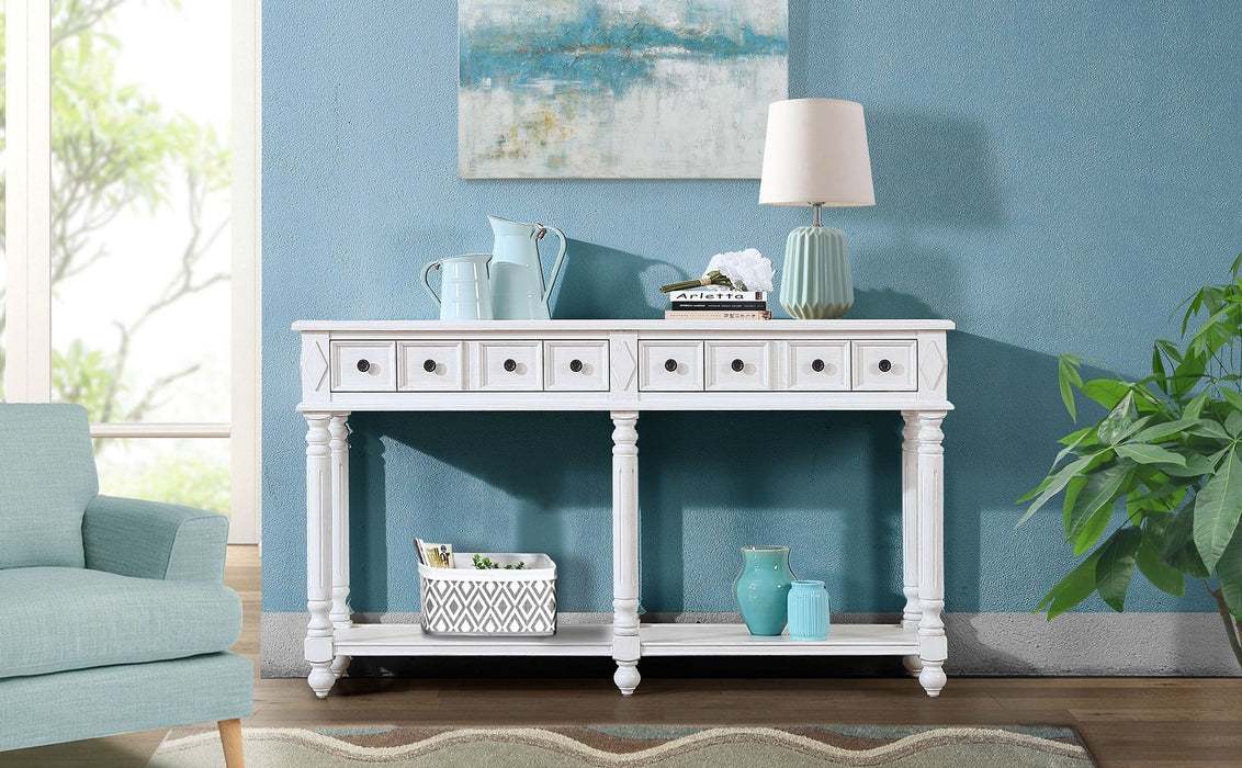 Retro Console Entryway Table - Antique White