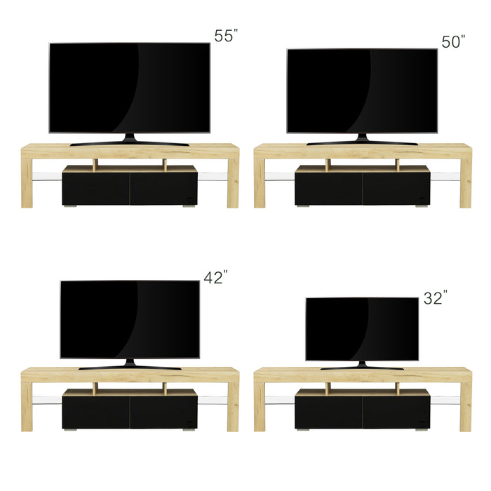 Simple Design TV Stand (Oak,Black)