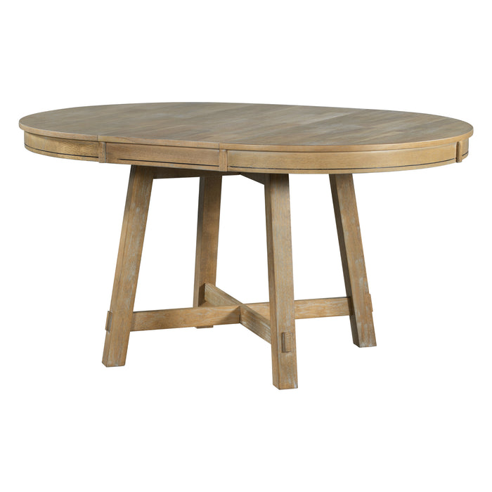 Farmhouse Round Extendable Dining Table with 16" Leaf (Natural Wood Wash)