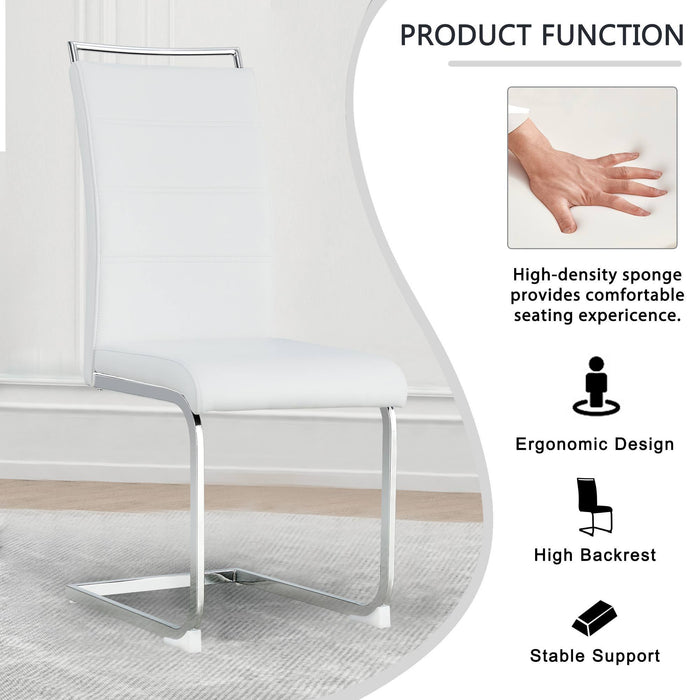 Modern Dining Chairs (Set of 2) ( White+PU)