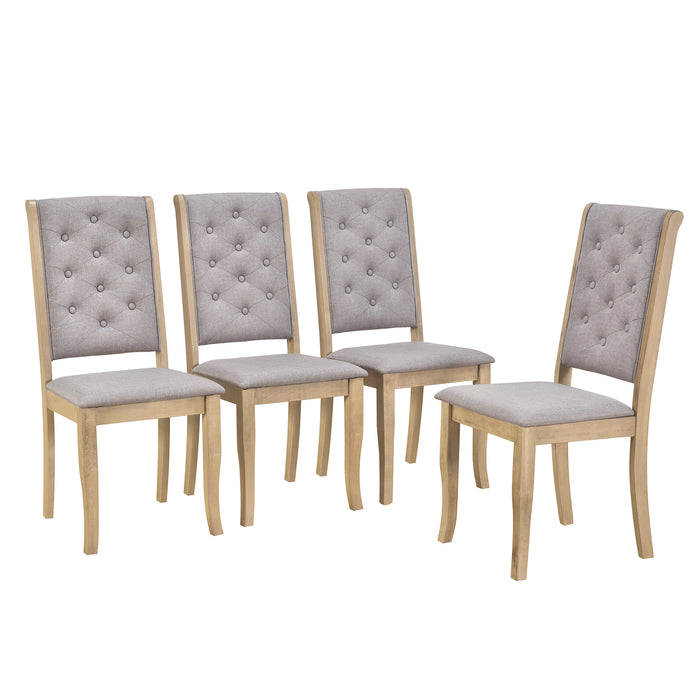 6-Piece Retro Dining Set with Unique-designed Table Legs - Beige Wash