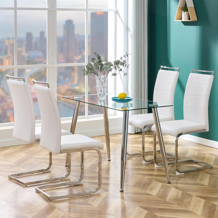 Modern Dining Chairs (Set of 4) ( White+PU)