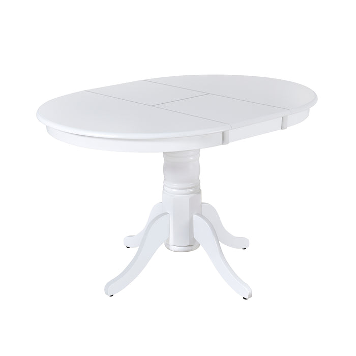 5-Piece Mid-Century Extendable Round Dining Table Set - White