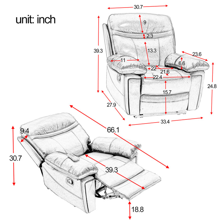 PU ReclinerChair with Heating and Massage