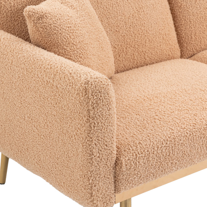 Modern  Velvet  Sofa Futon - Camel Teddy