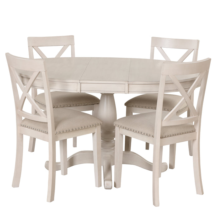 5 Piece Modern Dining Table Set - White