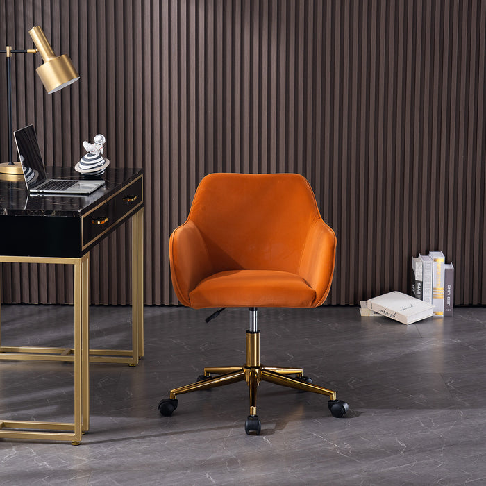 Modern Velvet Home Office Chair - Orange