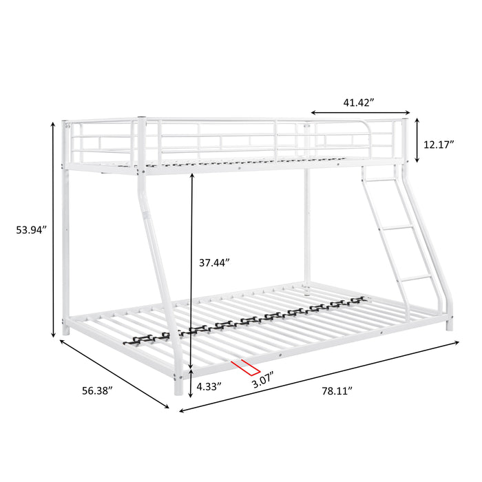 Twin over Full Metal Bunk Bed - White