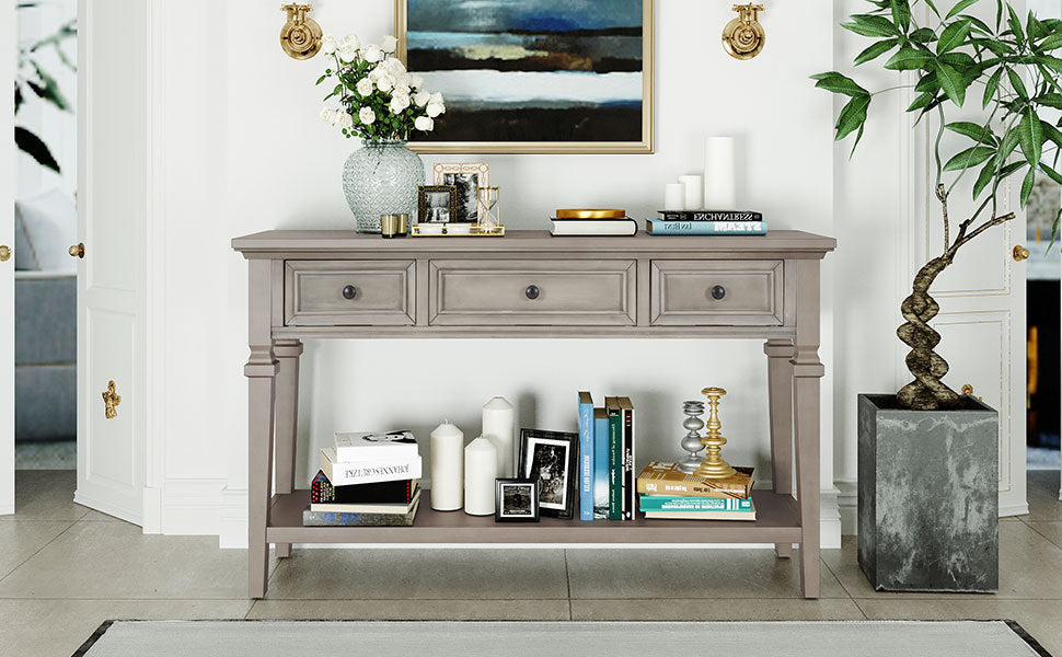 Classic Retro Style Console Table - Brown Wash