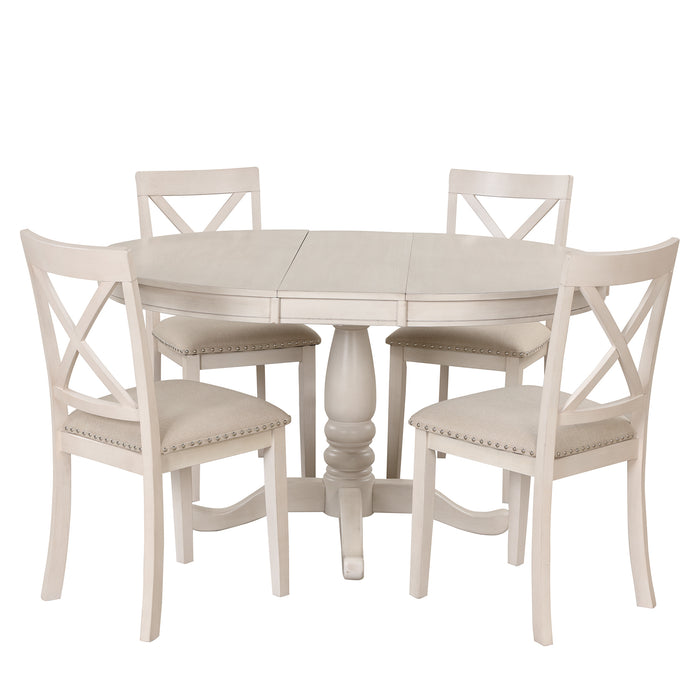 5 Piece Modern Dining Table Set - White