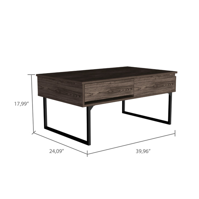 Modern  Lift Top Coffee Table With Drawer - Brown