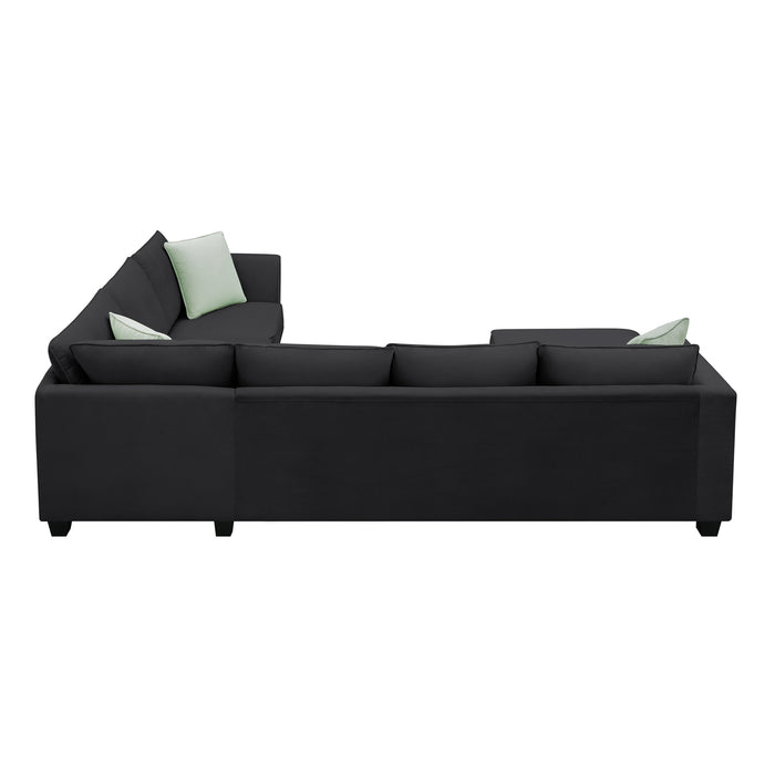 7 Seats Modular Sectional Sofa with Ottoman - Black