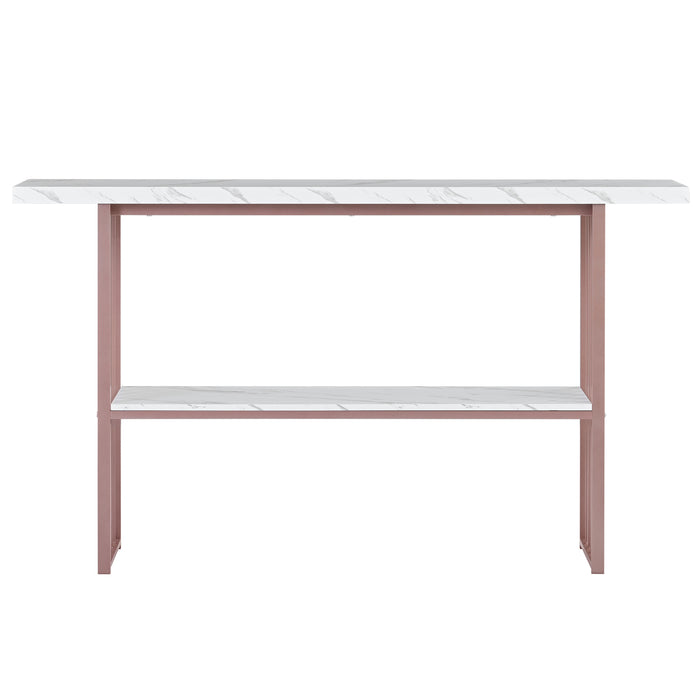 Modern Console Entryway Table Entryway, Hallway, Living Room - Pink + White