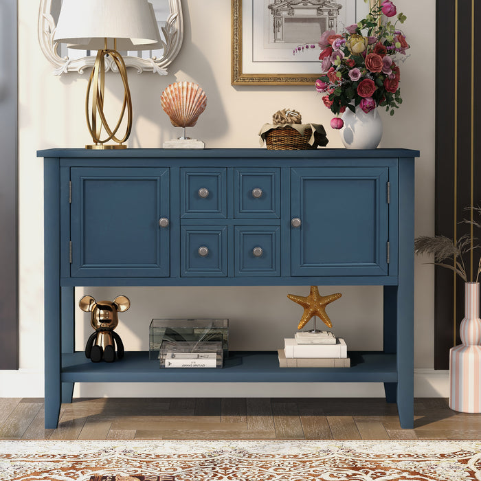 Console Table with Bottom Shelf - Light Navy