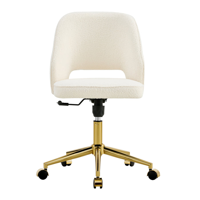 Modern Teddy Velvet Office Chairs, Adjustable 360 °Swivel - White