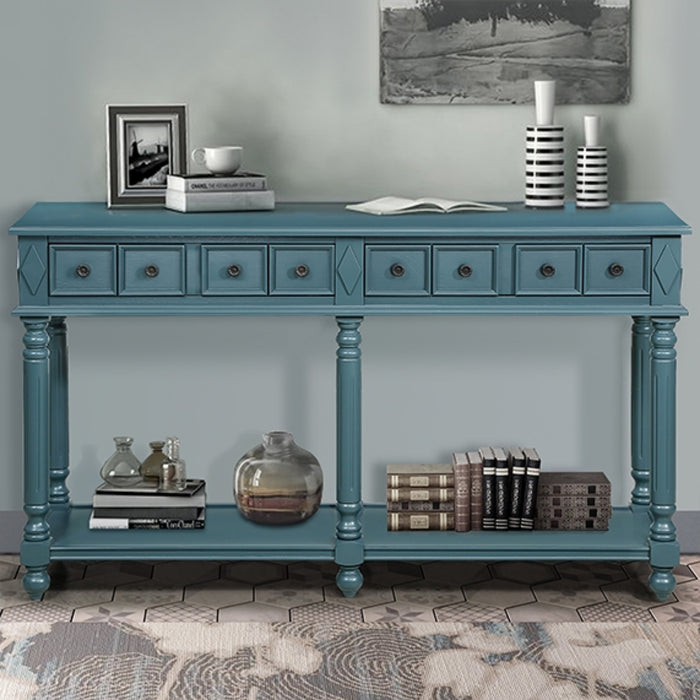 Retro Console Entryway Table - Dark Blue